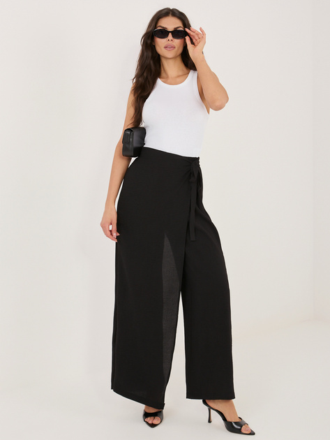 Czarne szerokie spodnie z zakładką