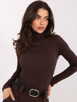 Czekoladowa bluzka basic z golfem RUE PARIS