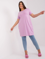 Hurtownia Jasnofioletowa sukienka damska plus size basic z bawełny