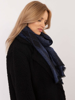 Hurt Czarno-ciemnoniebieski damski szal z printem