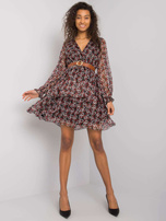 Czarno-czerwona sukienka damska z printami Jae