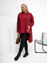 Bordová dámská tunika plus size s kapsami.