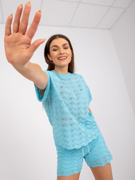 Niebieski komplet na lato z krótkim rękawem