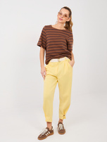 Jasnożółte dresowe spodnie z nogawką 7/8