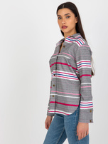 Hurtownia Biało-różowa damska koszula w paski i kratę