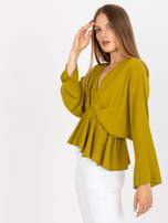 Hurtownia online Oliwkowa bluzka one size z dekoltem V