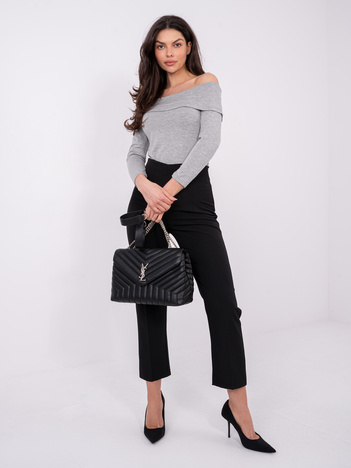 Jasnoszara dopasowana bluzka z odkrytymi ramionami