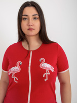 Hurt rotes Damen T-Shirt in Übergröße mit Aufnähern.