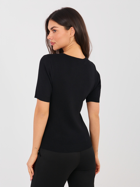 Czarny damski sweter z okrągłym dekoltem