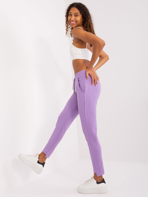 Hurt Jasnofioletowe spodnie basic z gumką w pasie