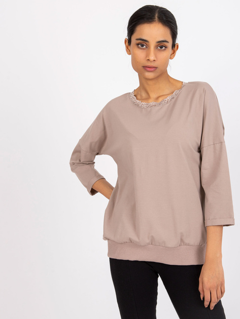 Ciemnobeżowa bluzka z wycięciem na plecach Wioleta RUE PARIS