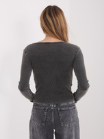 Grafitowa damska bluzka basic w prążek