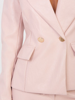 Jasnoróżowa dwurzędowa marynarka z ekoskóry