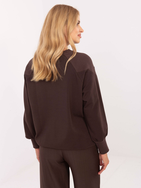 Ciemnobrązowa bawełniana bluzka ze ściągaczem