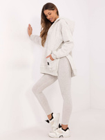 Hurt light gray melange set with a kangaroo hoodie.