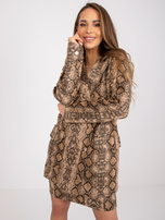 Ciemnobeżowa marynarka damska w zwierzęce printy Ollivia