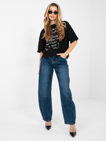 Czarna krótka bluzka z napisami