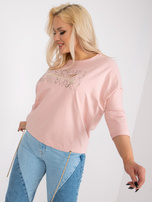 Brudnoróżowa bawełniana bluzka plus size do pracy