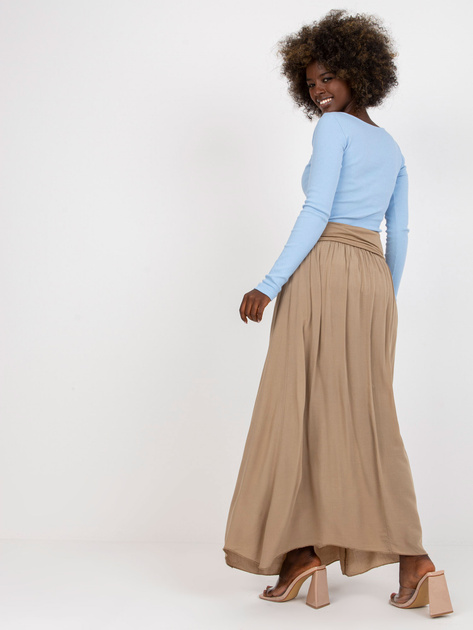 Ciemnobeżowa zwiewna spódnica maxi z wiskozy Clarence OCH BELLA