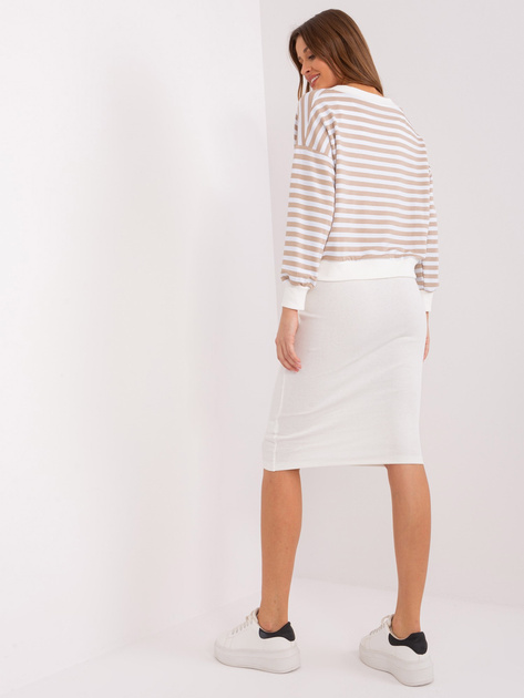 Hurt Beżowo-ecru komplet casualowy basic z luźną bluzką