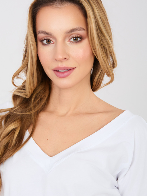 Biała damska bluzka basic z dekoltem na plecach RUE PARIS