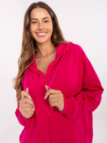 Fuksjowa rozpinana bluza oversize z kieszeniami