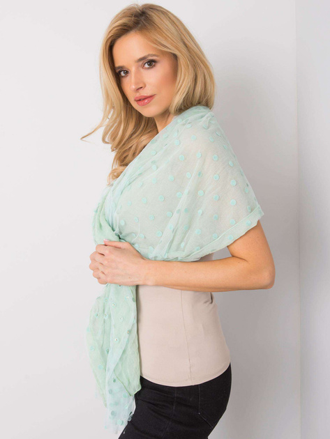 Miętowa chusta w grochy