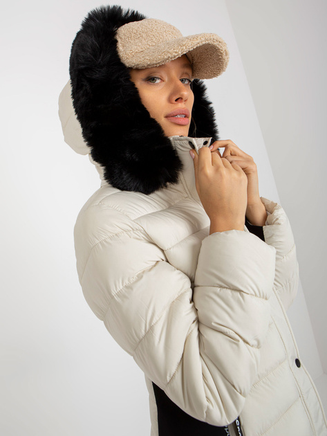 Hurt Jasnobeżowa pikowana kurtka przejściowa z kapturem