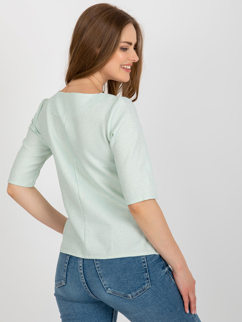 Hurt Miętowa bluzka wizytowa z krótkim rękawem