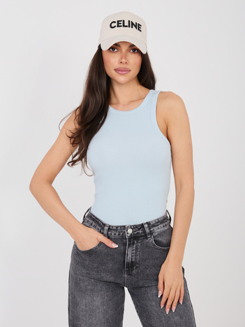 Niebieski pastelowy damski tank top z bawełny SUBLEVEL 