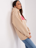 Hurtownia Beżowa dresowa bluza z kapturem