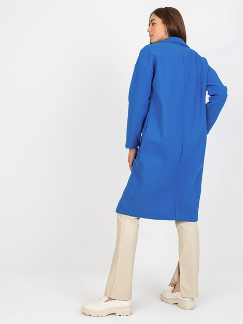 Hurtownia Ciemoniebieski damski płaszcz z kieszeniami OCH BELLA