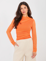 Pomarańczowa siateczkowa bluzka z drapowaniem