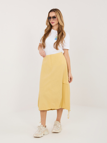 Jasnożółta midi spódnica z sztruksu RUE PARIS