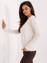 Ecru rozpinany sweter z dekoltem w serek