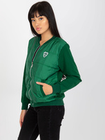 Hurt Ciemnozielona pikowana bluza bomberka z kieszeniami RUE PARIS 