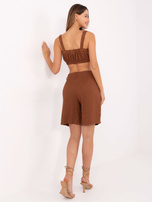 Brązowy letni komplet z bermudami RUE PARIS