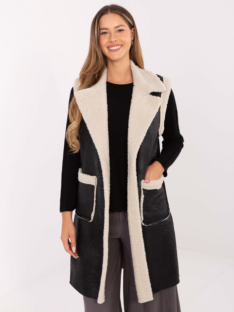 Czarna damska kamizelka z podszewką z misia