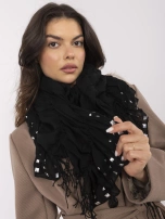 Czarna damska chusta z aplikacjami