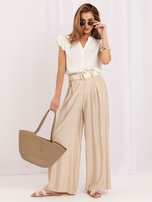 Beige wide summer pants RUE PARIS.