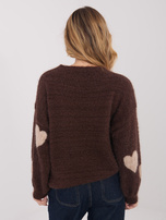 Brązowy damski sweter z domieszką moheru