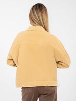 Camelowa jeansowa kurtka z zapięciem na guziki RUE PARIS 