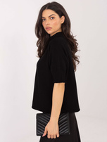 Czarny damski sweter ze ściągaczami