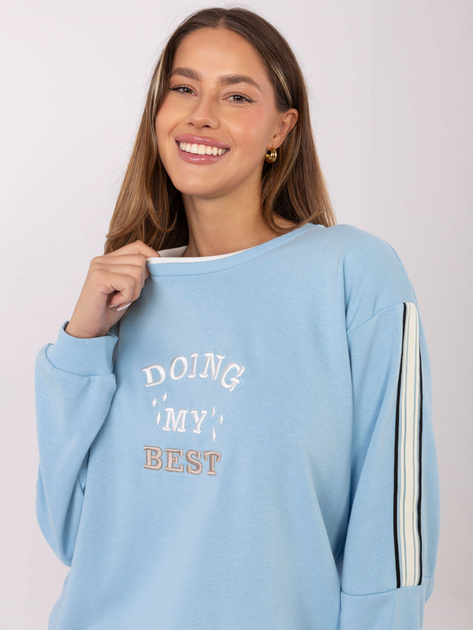 Jasnoniebieska damska bluza z okrągłym dekoltem