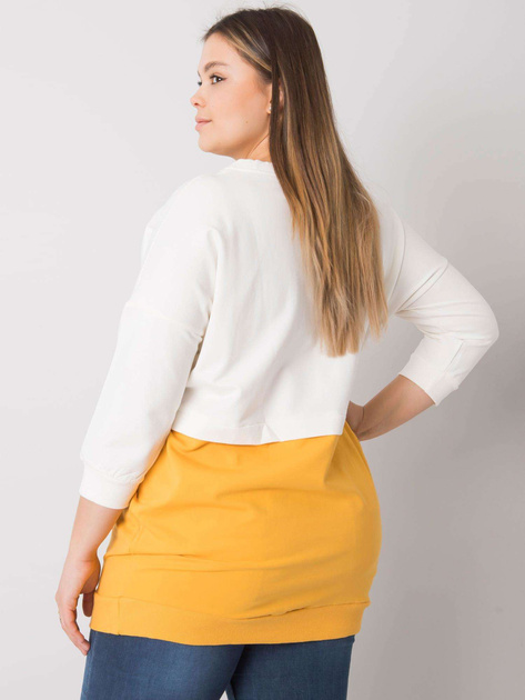 Ecru-żółta bluza plus size bez kaptura Sira