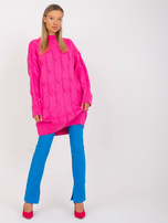Hurt Fluo rožinė mini mezgininė suknelė su pynėmis RUE PARIS.