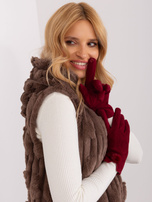 Hurt Bordowe zimowe rękawiczki z wycięciem 