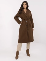 Brown women's coat with button closure.