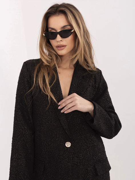 Czarna marynarka z fakturowej tkaniny RUE PARIS