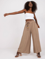 Ciemnobeżowe szerokie spodnie Surie OCH BELLA